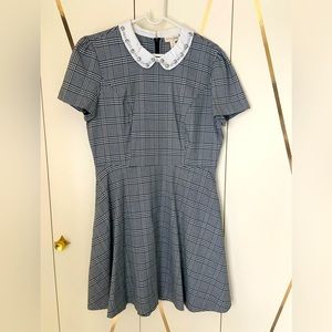 Maison Jules Plaid Dress with Jeweled Peter Pan Collar